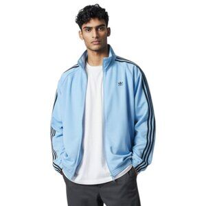 Adidas 3 Stripe Oversized Fit Windbreaker Track Jacket Ash Blue Vintage Y2K